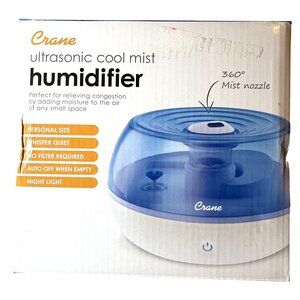 Crane Humidifier Ultrasonic Cool Mist Personal Size Quiet Auto Off No Filter